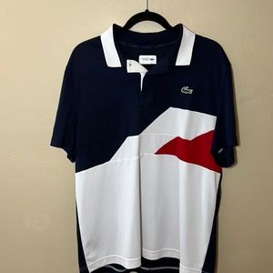 Lacoste red, white and blue XL polo